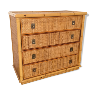 Italian year 60 bamboo and wicker dresser