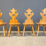 Vintage rustic Tiroler style dining chairs, 1960s