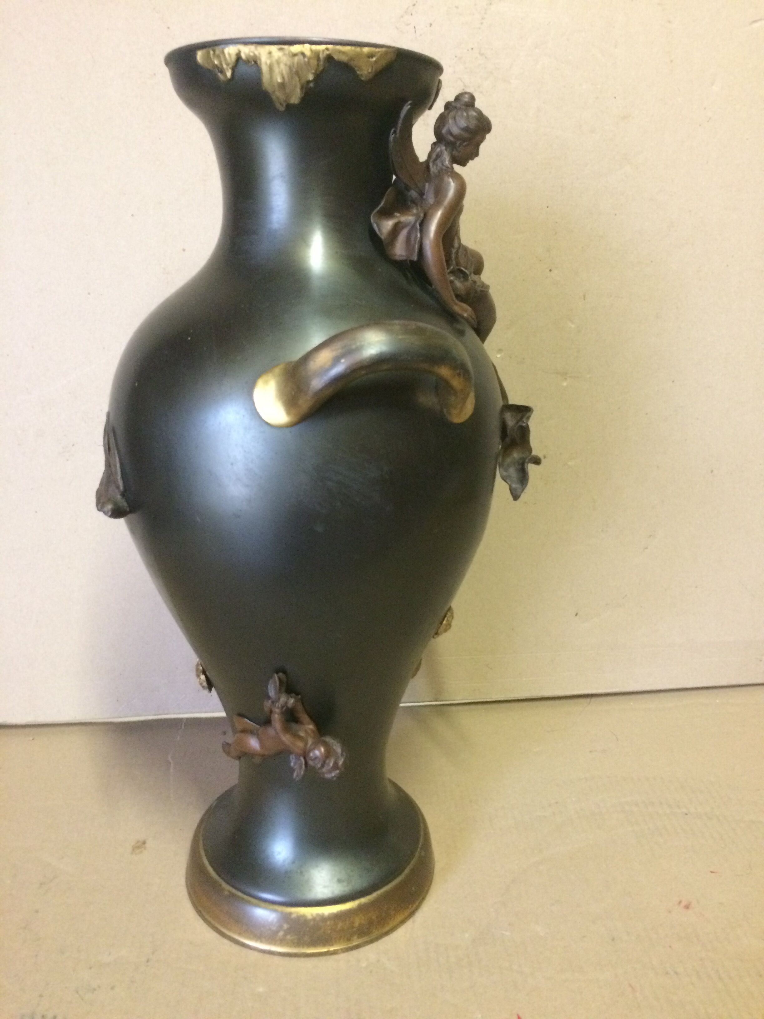 Large Art Nouveau vase in patinated and gilded metal period 1880 1900
