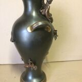 Large Art Nouveau vase in patinated and gilded metal period 1880 1900
