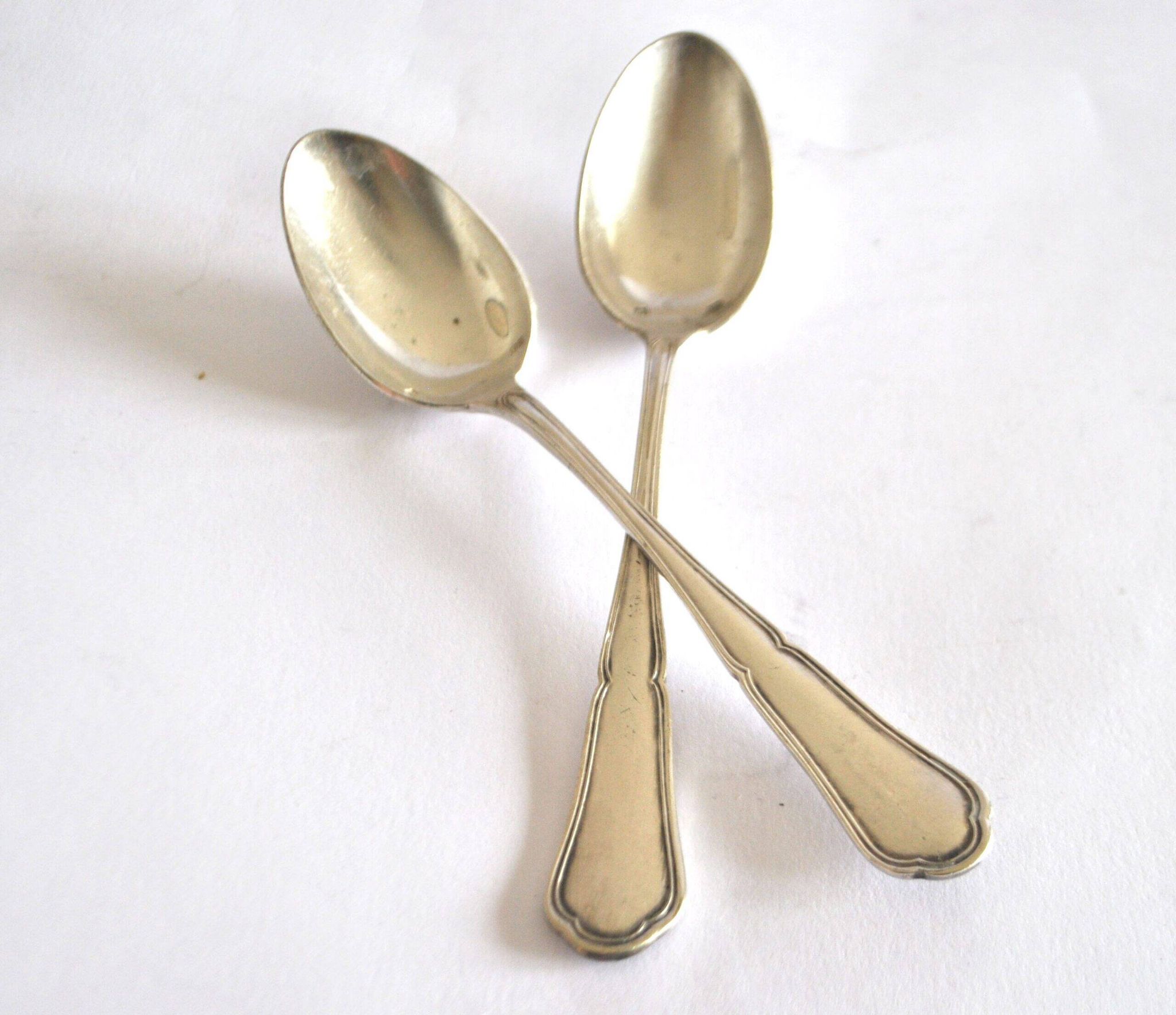 Set of 2 silver-plated teaspoons with C&L filigree, 14.5 cm