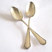 Set of 2 silver-plated teaspoons with C&L filigree, 14.5 cm