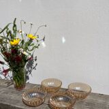 4 amber glass bowls