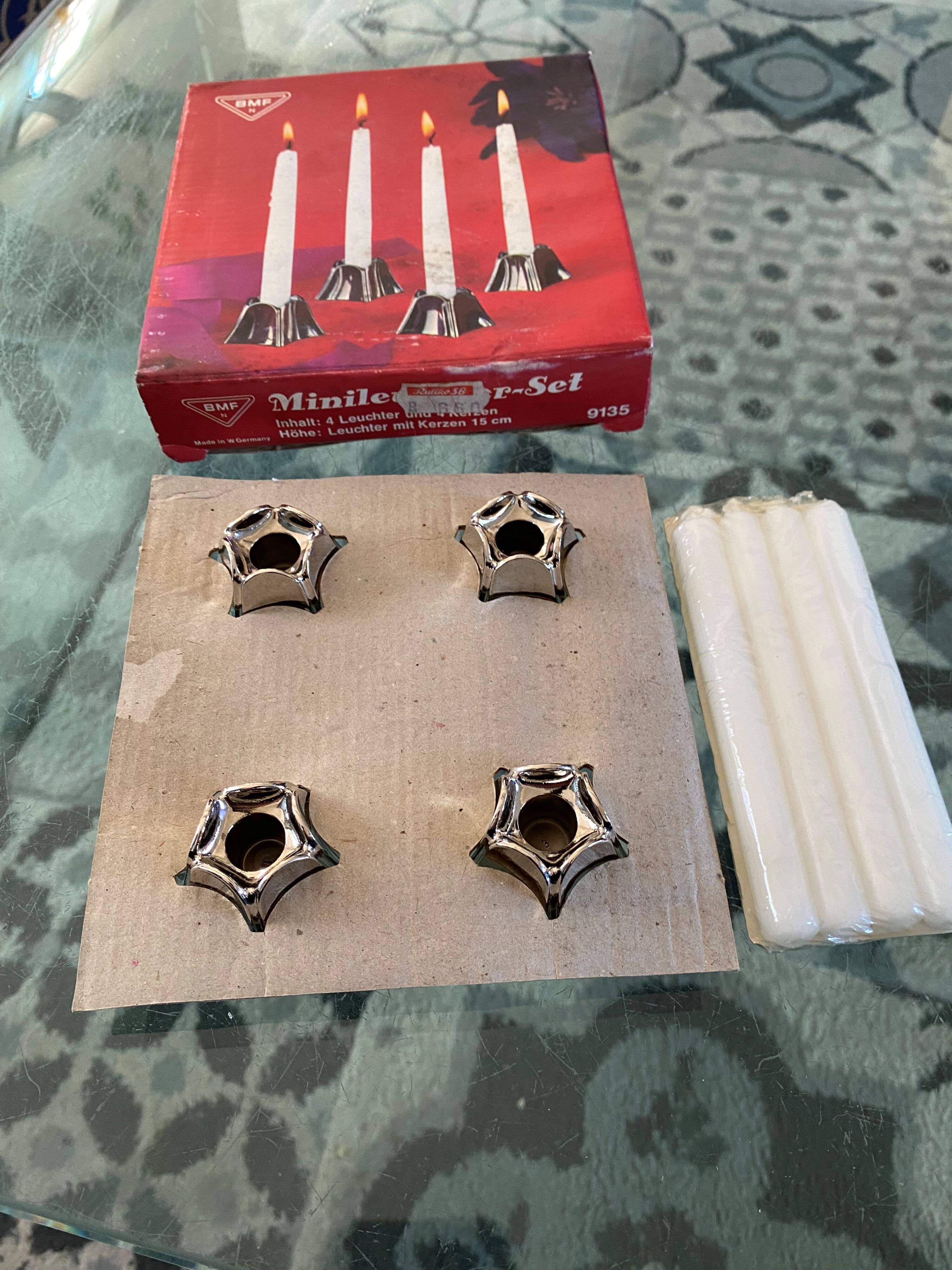 Set of 4 Minileuchter candlesticks BMF style Nagel vintage 1970
