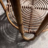 Set of 2 Natural Rattan and Glass Side Tables, 1960s Rohé Noordwolde Style