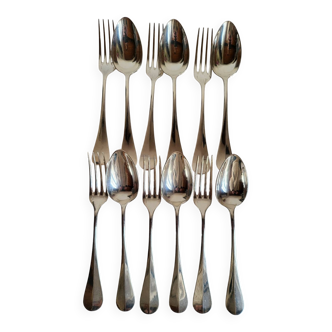 Silver-plated Table Cutlery Ridoux 6 Spoons and 6 Forks