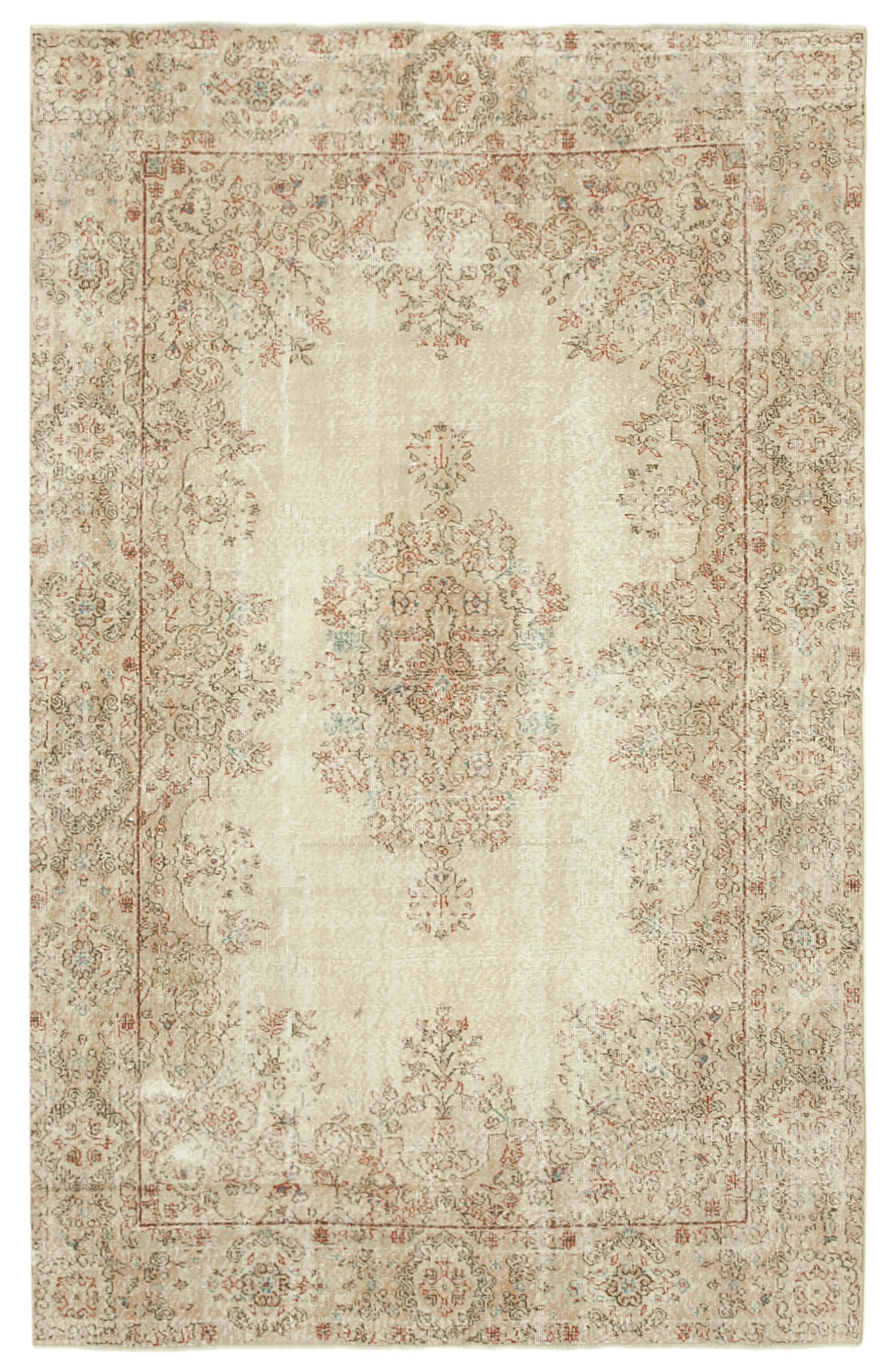 Hand-Knotted Decorative Turkish Beige Rug 189 cm x 291 cm