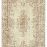 Hand-Knotted Decorative Turkish Beige Rug 189 cm x 291 cm