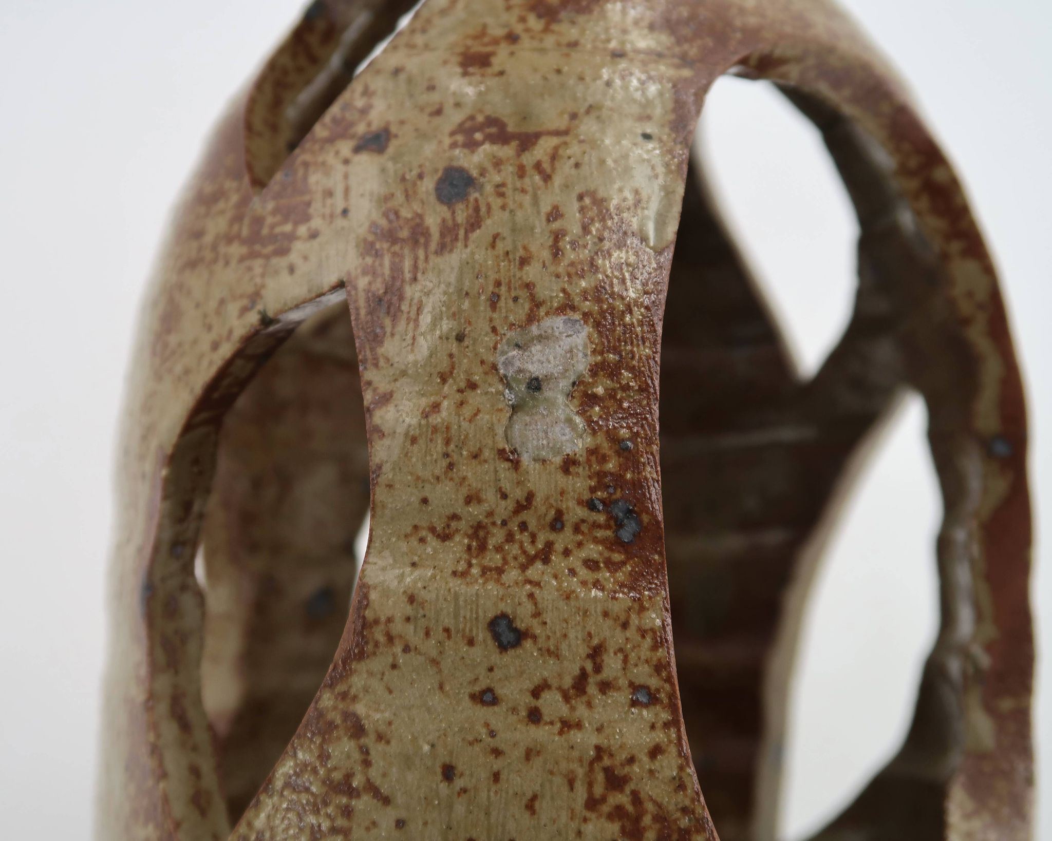 Bougeoir lanterne en céramique grès, années 60