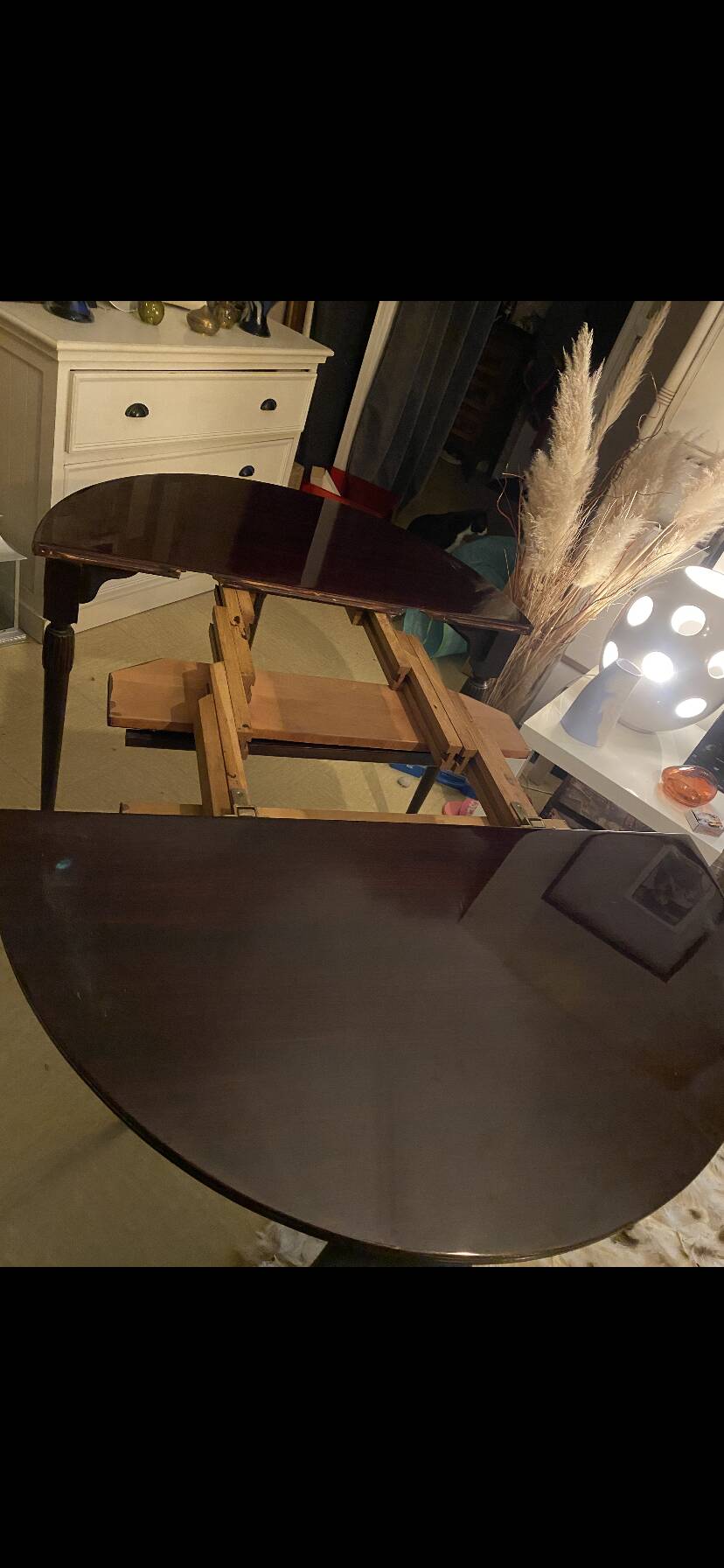Dark wood Regency style folding demi-lune table