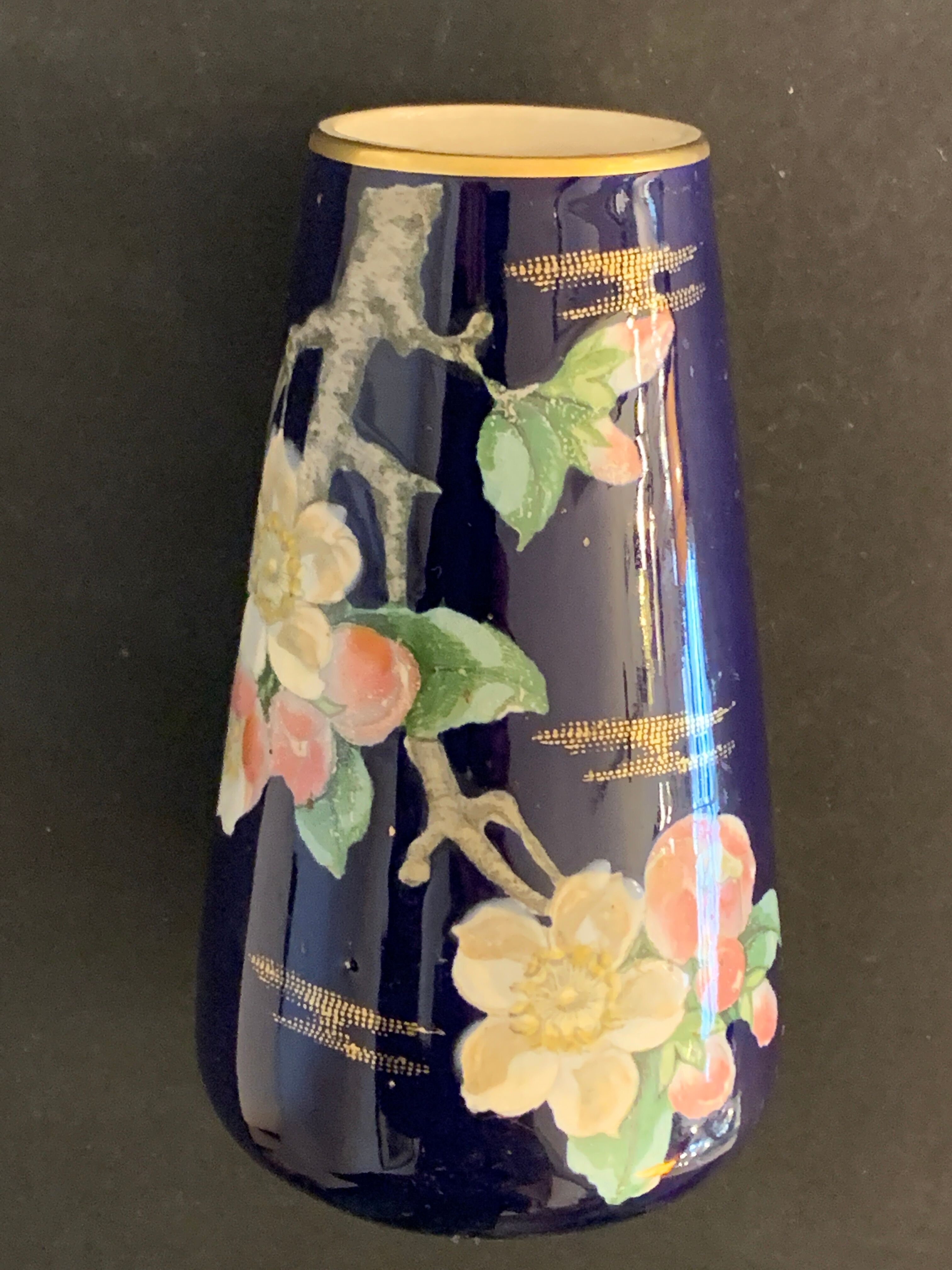 Art nouveau ceramic new cobalt vase by Villeroy and Boch