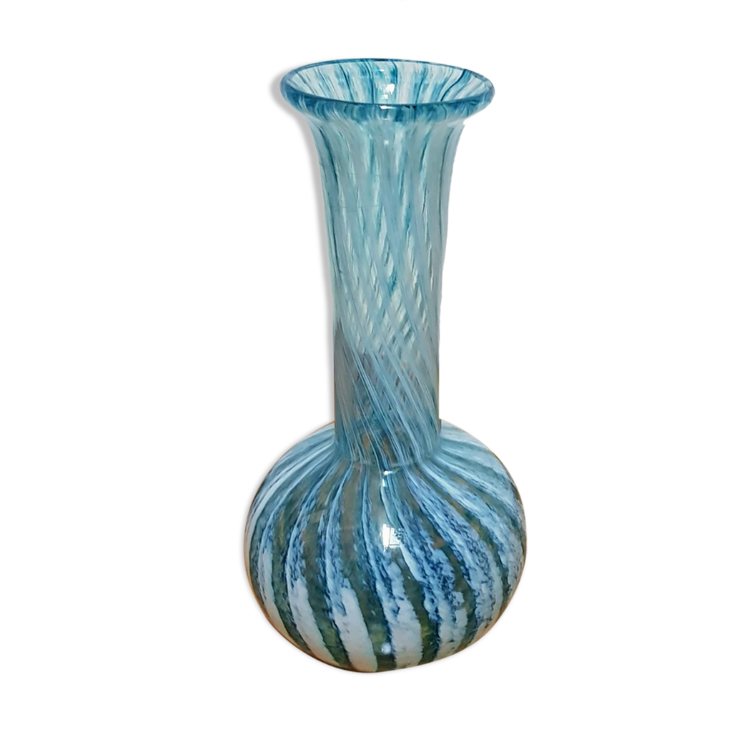 Vase en verre texturé rouge des années 60 70, Italie, Empoli