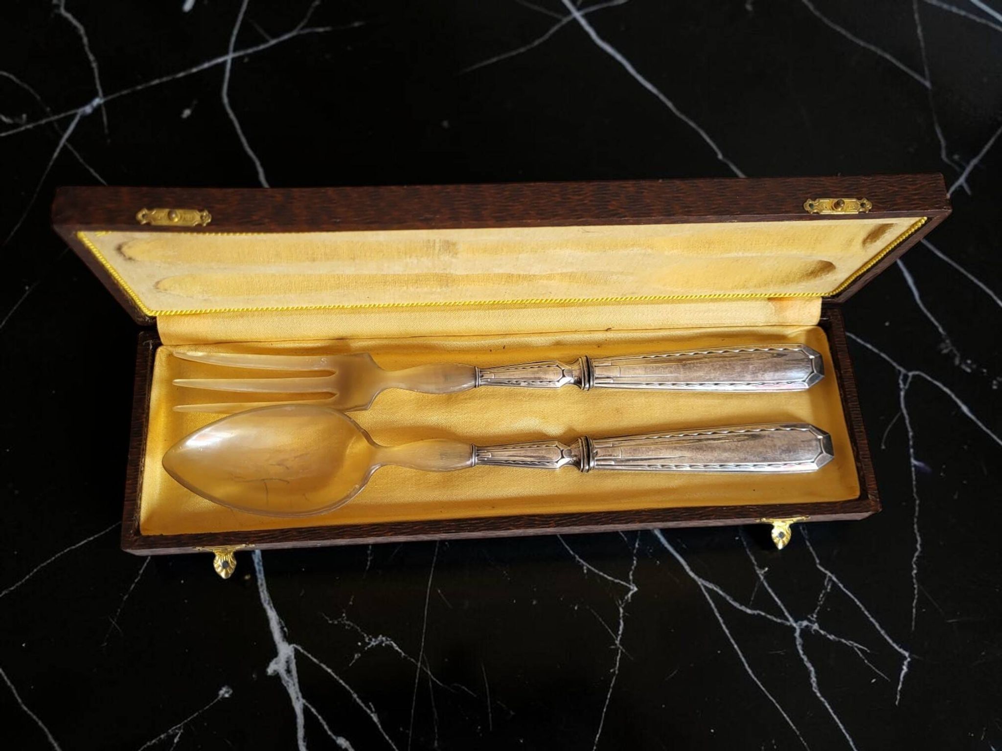 Silver salad cutlery Minerva hallmark
