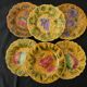 6 dessert plates in Sarreguemines barbotine. Fruit decoration.