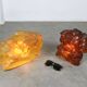 Vintage Italian Yellow Sculpture Lamp, 70s