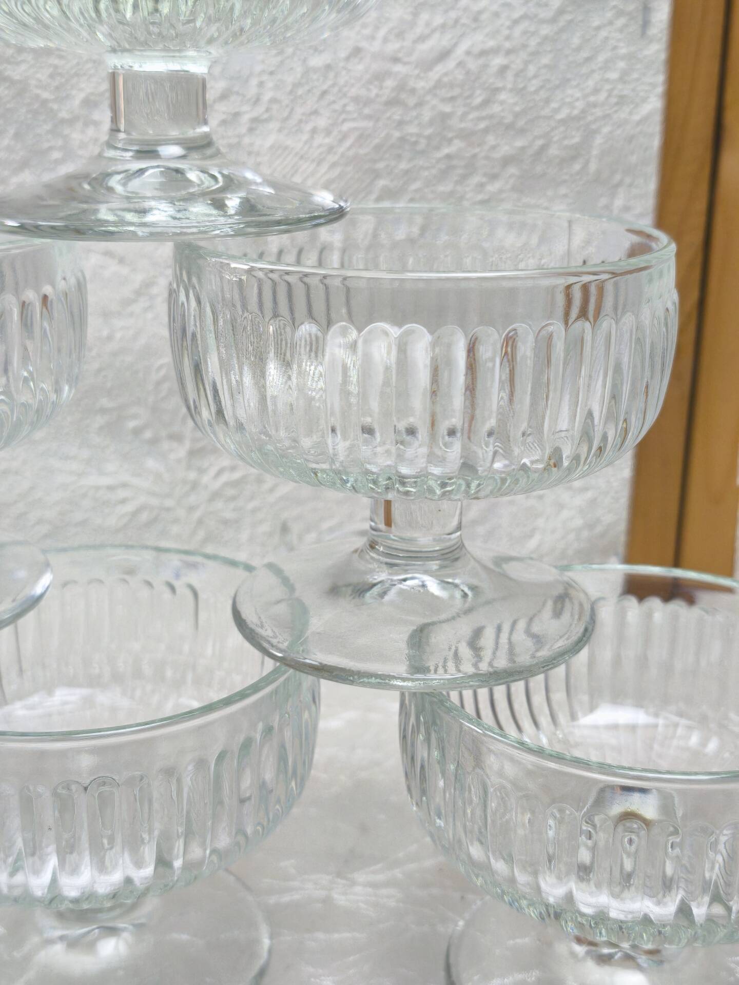 Lot de 10 coupes à dessert vintage en verre côtelé