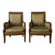 Regency green armchairs in solid wood