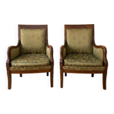 Regency green armchairs in solid wood