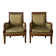 Regency green armchairs in solid wood