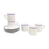 Set of 5 coffee cups and saucers in fine porcelain