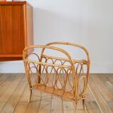 Bamboo/rattan magazine rack, 1960s