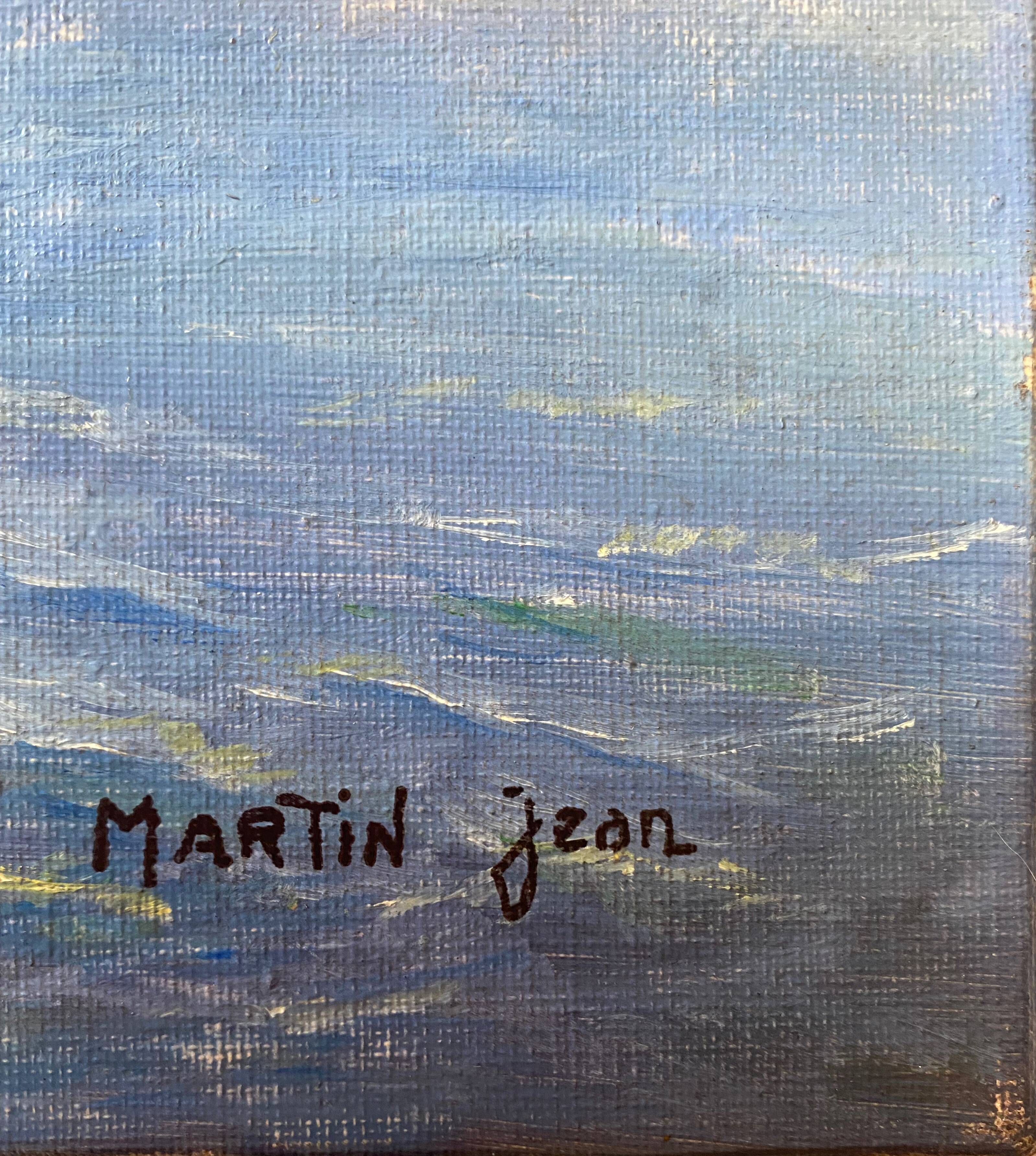 Painting "Breton Marine" or Normandy, HST Village on the coast Jean Martin