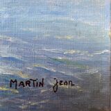 Painting "Breton Marine" or Normandy, HST Village on the coast Jean Martin