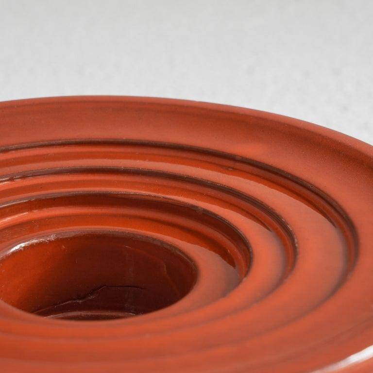 Candle holder or decorative bowl in glazed ceramic, mid-20th century.