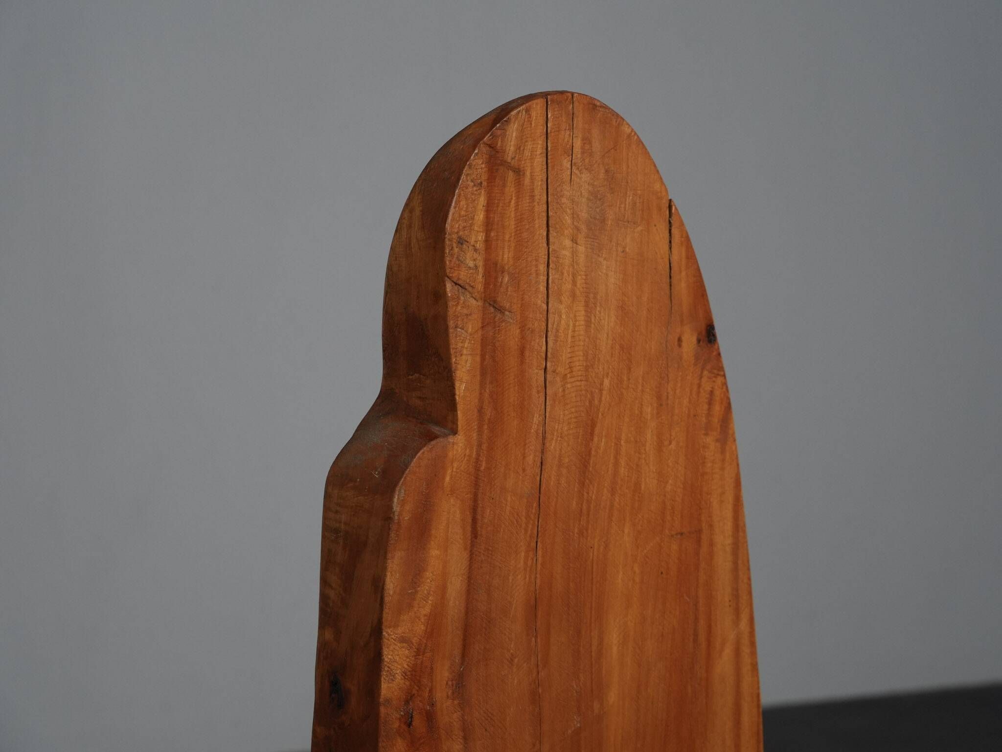 Carved wood sculpture group “Family” by Roland Lavianne, France, 1970s