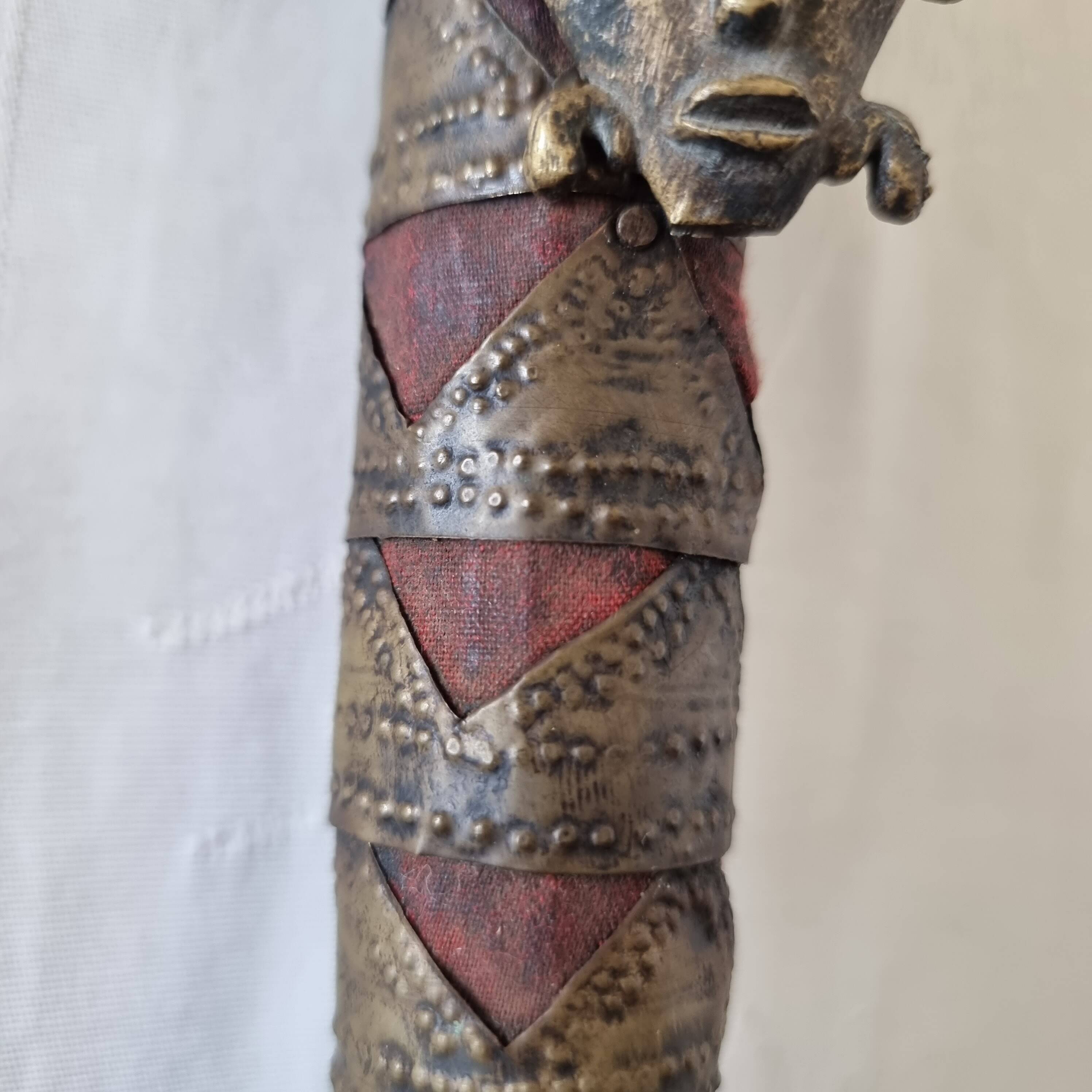 Scepter decorated with a female figure in wood and brass