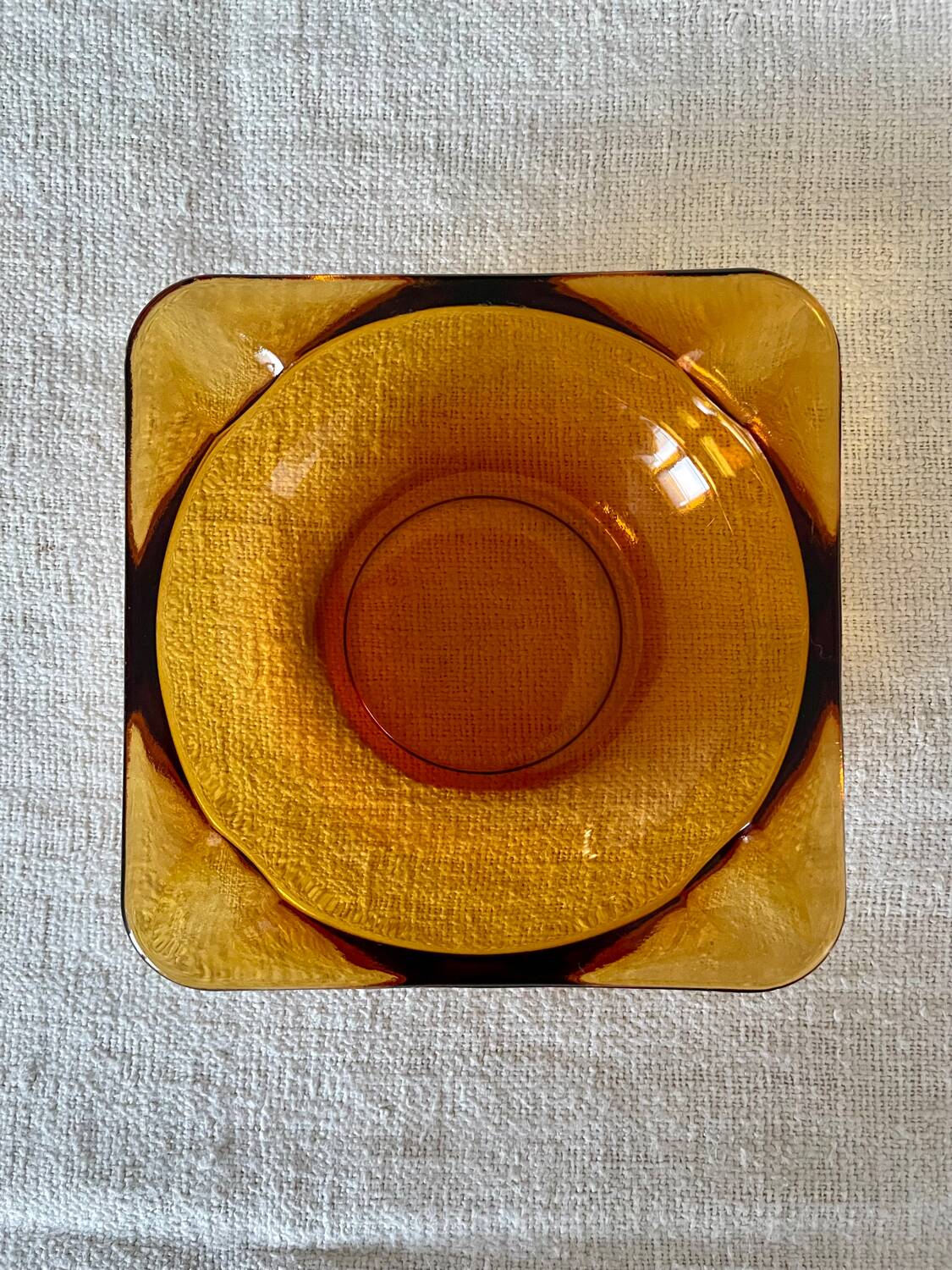 Vintage amber glass ashtray Duralex Saint Gobain