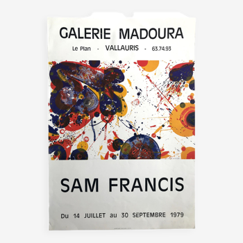 Affiche originale d'après sam francis, galerie maudoura, vallauris, 1979