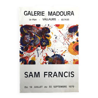 Affiche originale d'après sam francis, galerie maudoura, vallauris, 1979