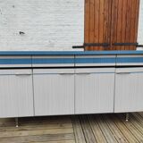 Kitchen cabinet in blue formica 4 doors 4 drawers