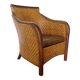 Fauteuil Style Colonial-Rotin tressé-Vintage-coussin simili cuir
