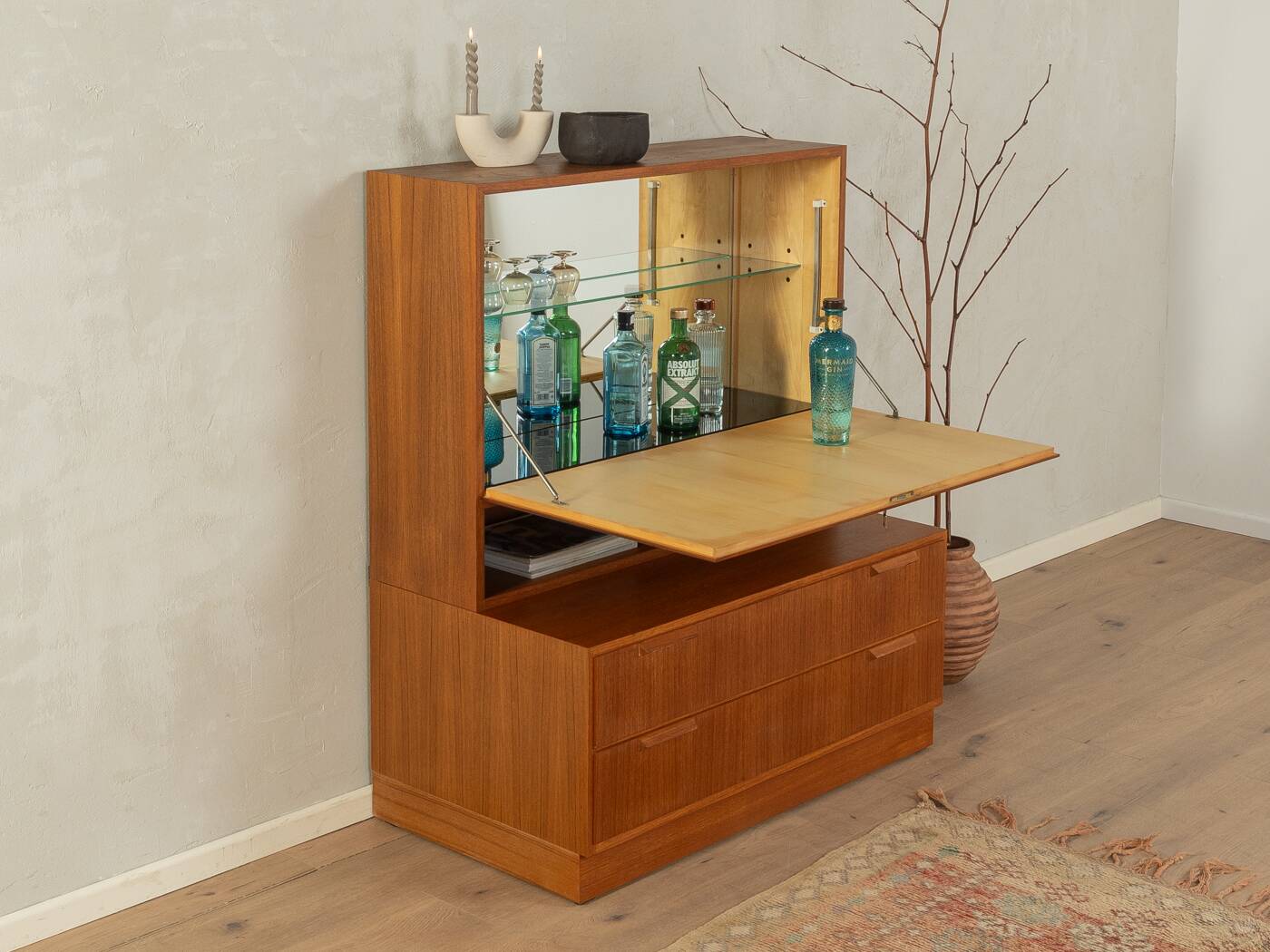 Classic two-piece bar cabinet from the 1960s by DeWe, Deutsche Werkstätten