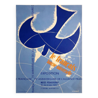 Original Poster from 1959 French universal language, 75th anniversary of the Alliance Française