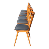6 chaises BAUMANN V5 skaï noir hêtre foncé