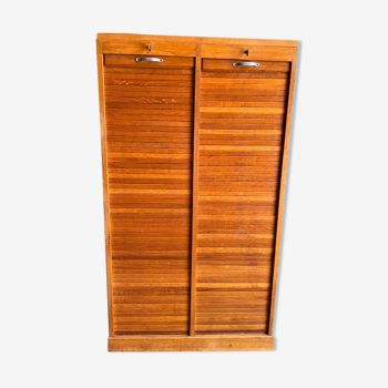 Vintage double curtain binder cabinet in light oak - 50s