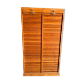 Vintage double curtain binder cabinet in light oak - 50s