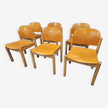 Lot 6 Danish stackable chairs 1970 vintage