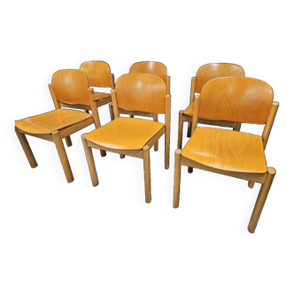 Lot 6 Danish stackable chairs 1970 vintage