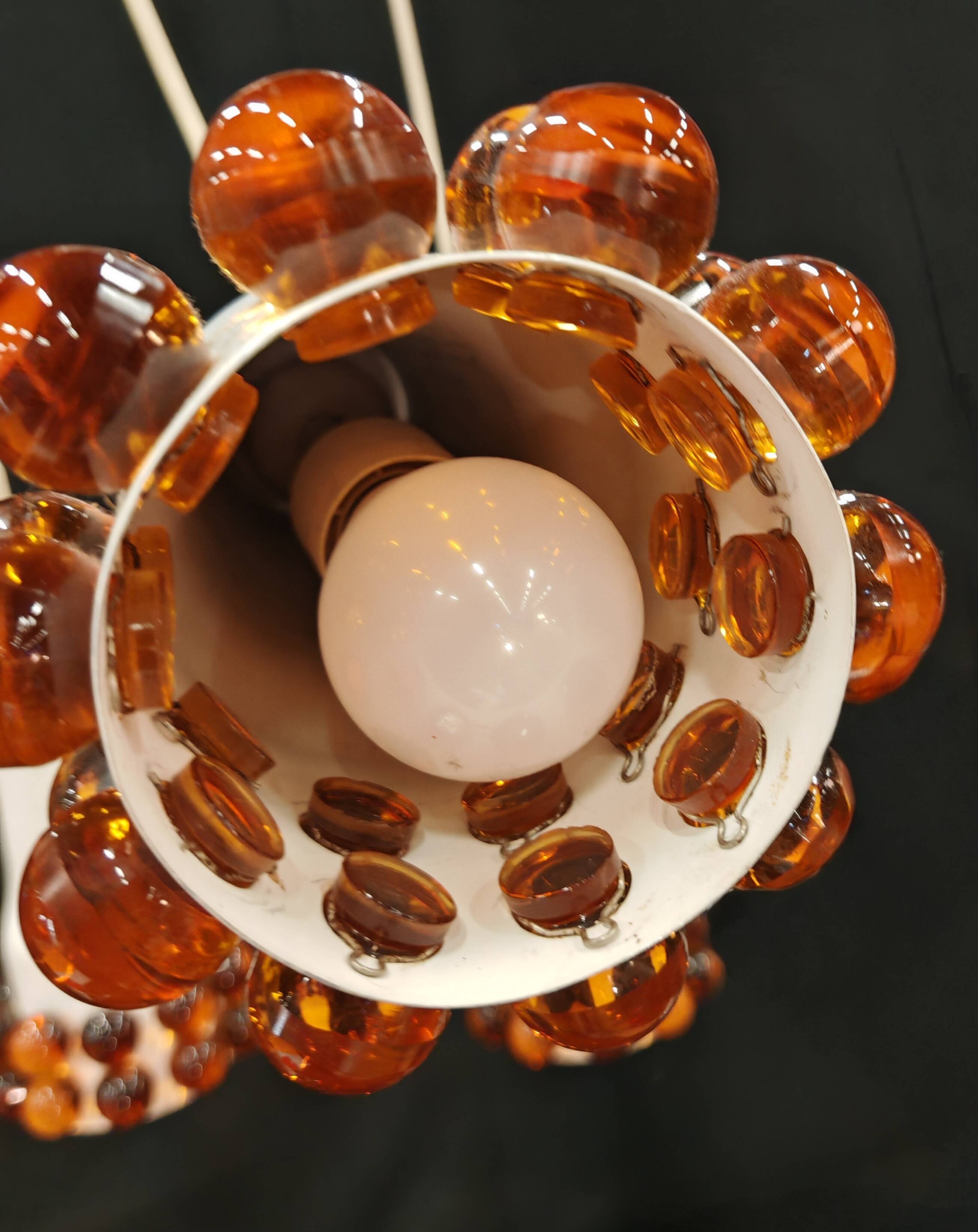 Metal and murano glass pendant light