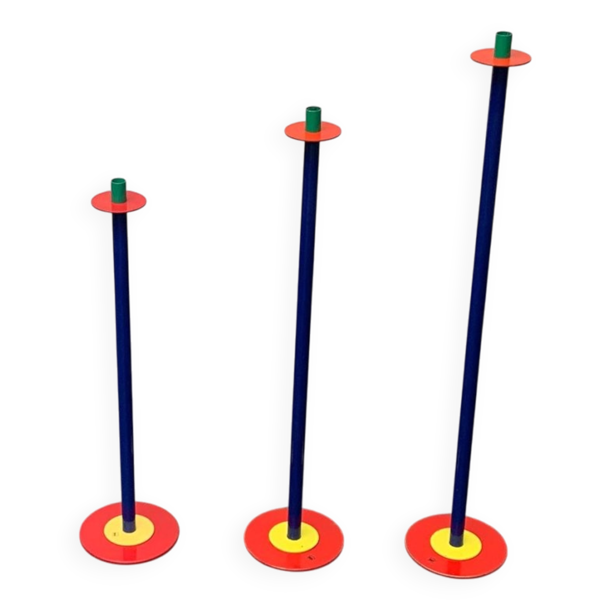 Postmodern German candlesticks by SKS, West Germany, set of 3.