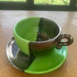 Breakfast service, two-tone glazed ceramic, vintage 1950