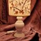 Vintage lamp alabaster foot lampshade vellum dried flowers