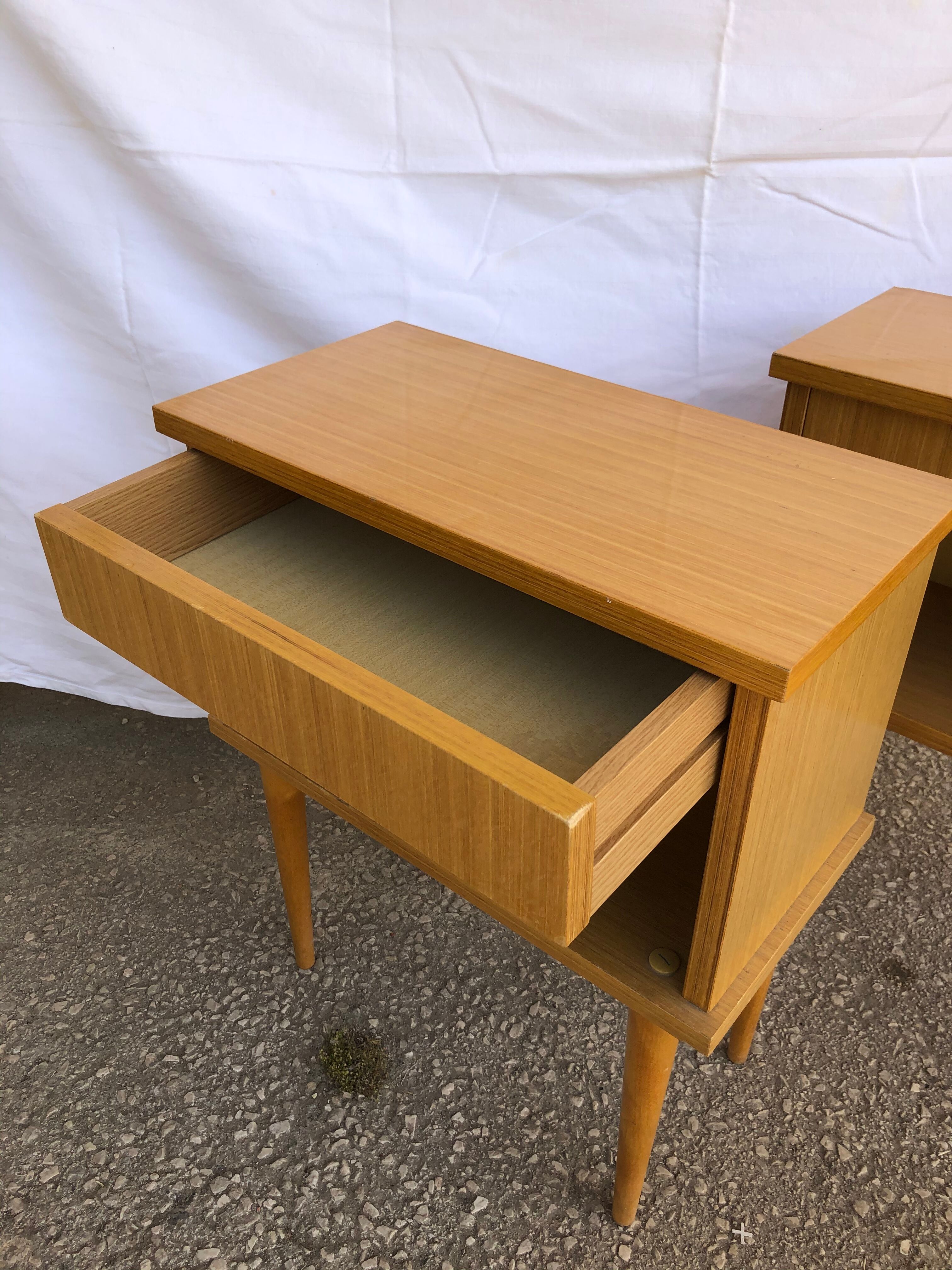 Honey-coloured bedside tables