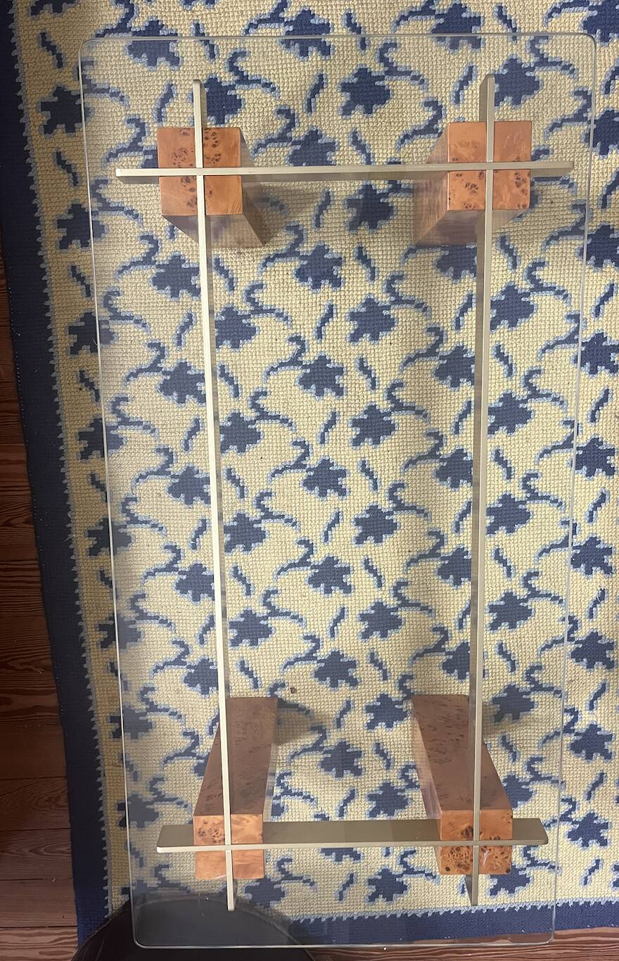 Coffee table with burl wood base