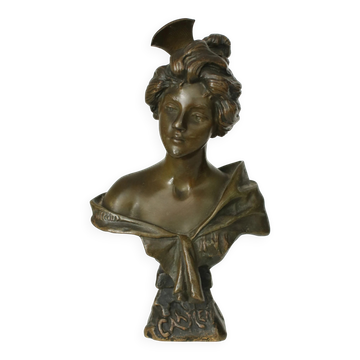 French Art Nouveau bronze bust 'Carmen' by Emmanuel Villanis – circa 1900