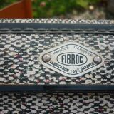 Antique black and white fibroc suitcase